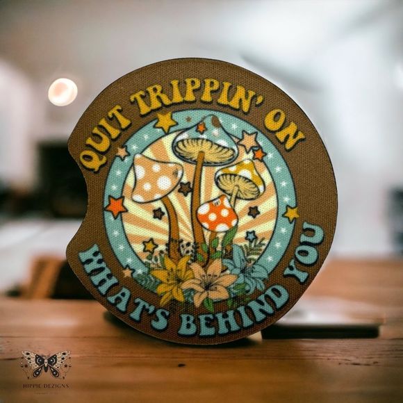 Quit Trippin Mushrom Car Coaster Set | Car Accessories - Picture 4 of 16